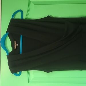 Adrienne vittadini dresses brand rayon polyester faux wrap stretch midi black